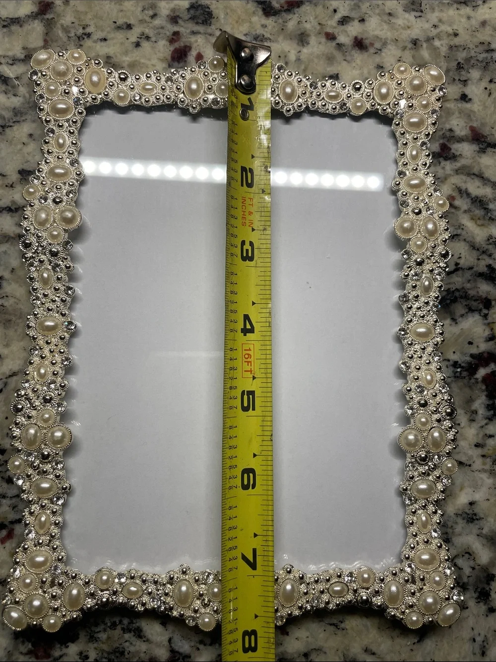 Elegant Pearl-Accented Decorative Frame - Cream and Silver